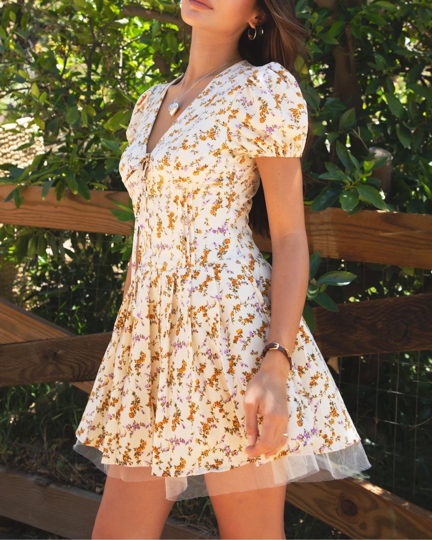 Boho Floral Puff Sleeve A‑Line Mini Dress